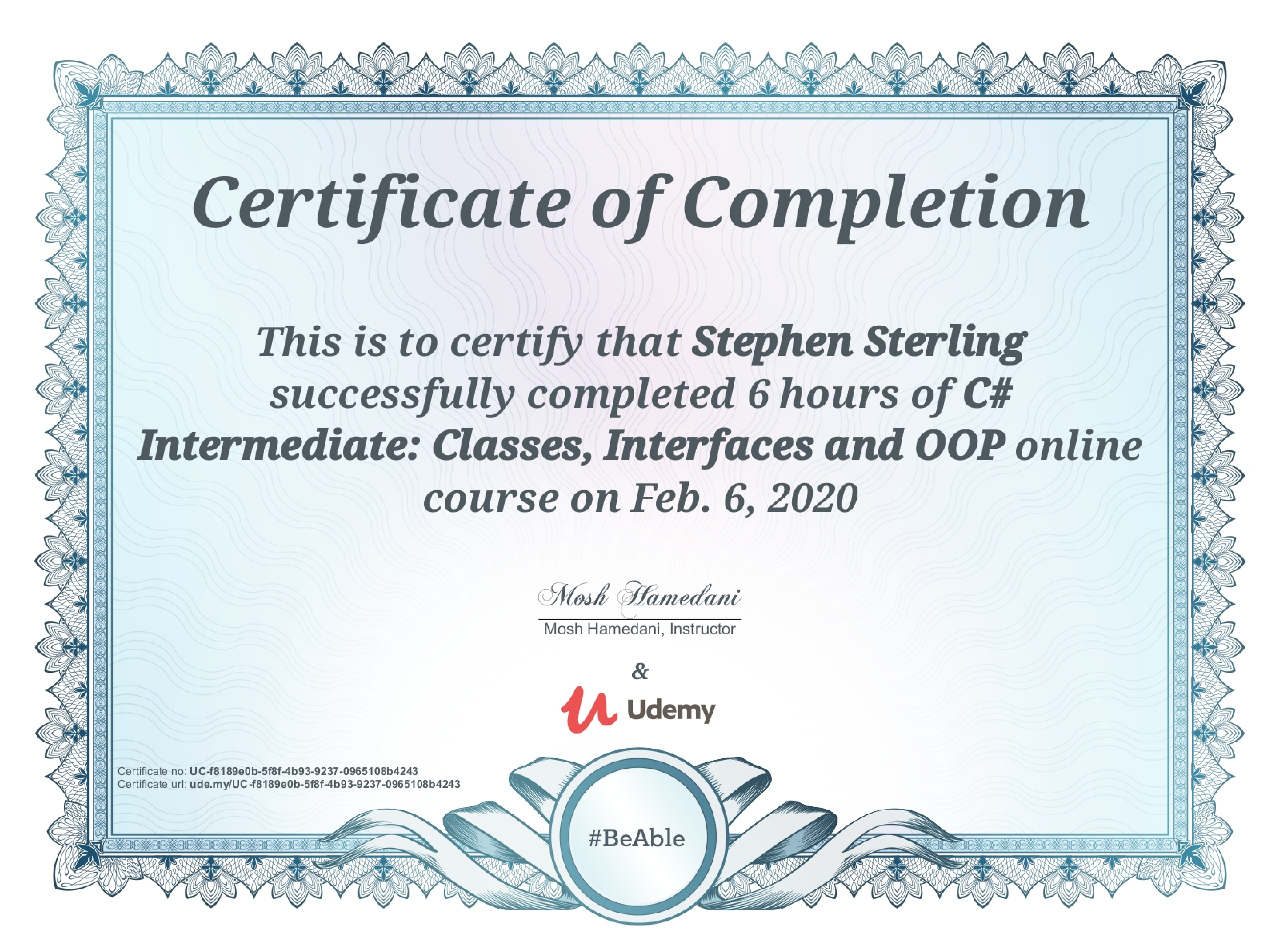 Intermediate C# Certificate