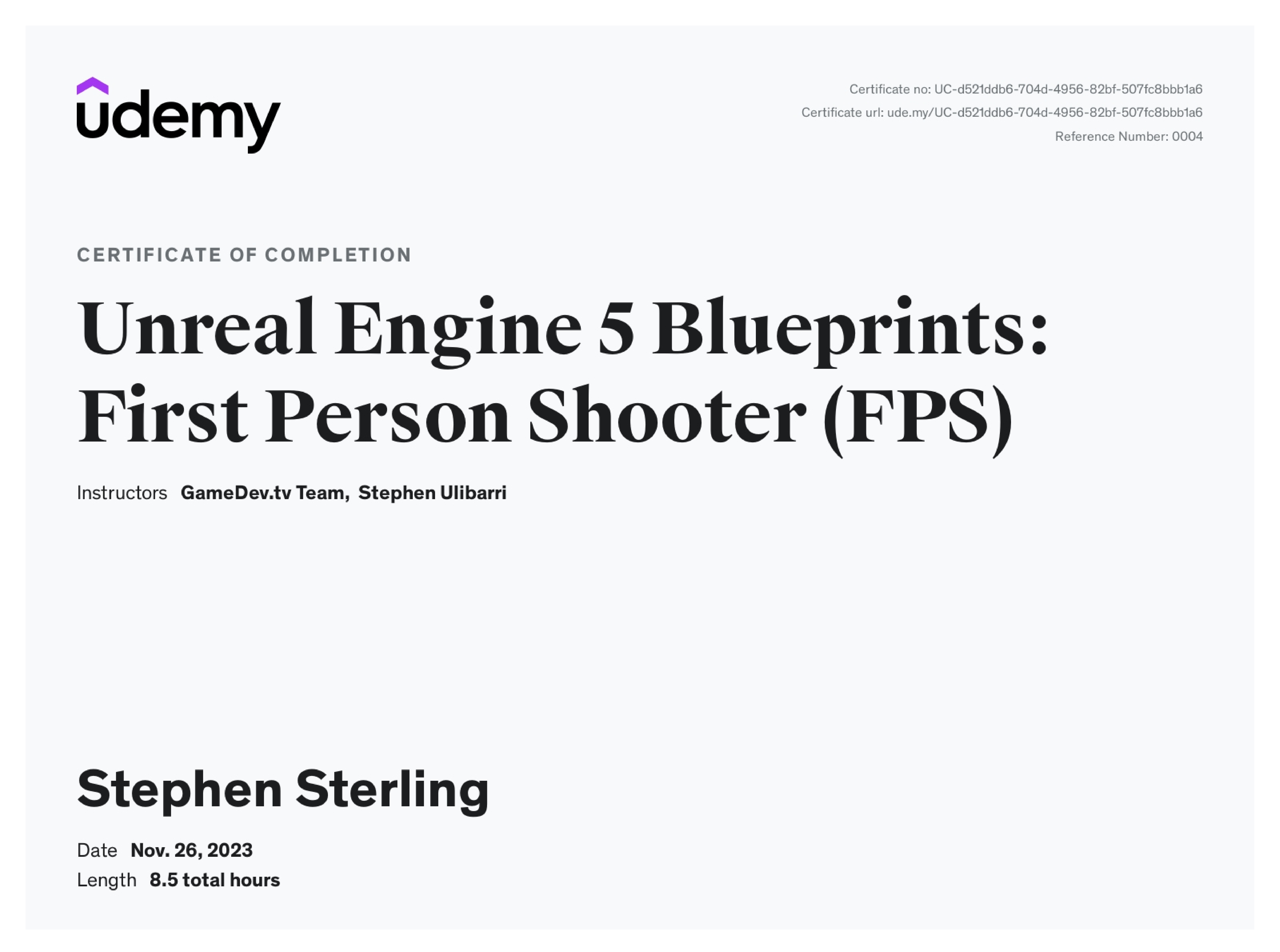 Unreal Engine Blueprints Certificate